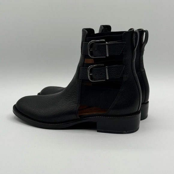 Via Spiga Birna Cutout Double Buckle Black Leather Boots Size 5.5M - Picture 16 of 16